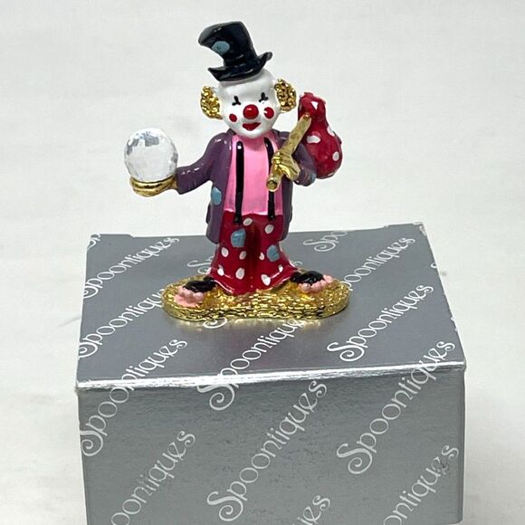 Swarovski Spoontiques Pewter Circus Hobo Juggling Clown Figurine Crystal Vintage - Picture 1 of 10